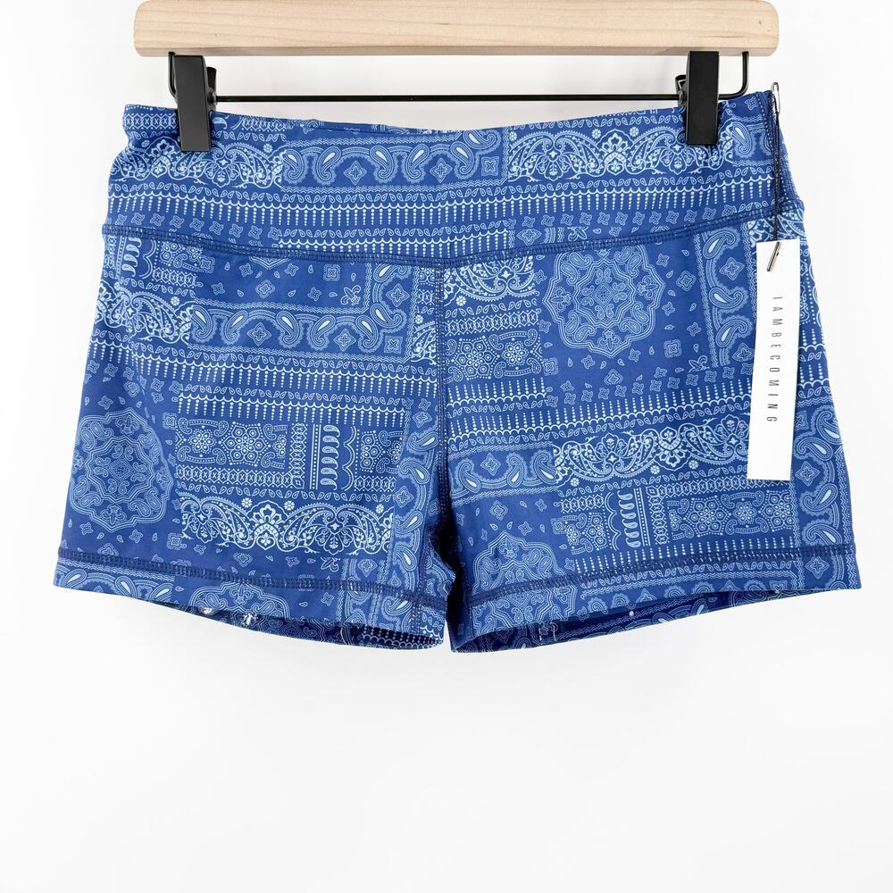 I Am Becoming IAB Shorts Womens Size 10 / Large NWT blue paisley 3" No Ride